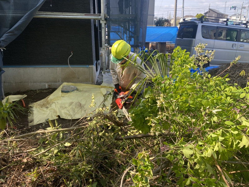 埼玉県東松山市伐採工事 作業中