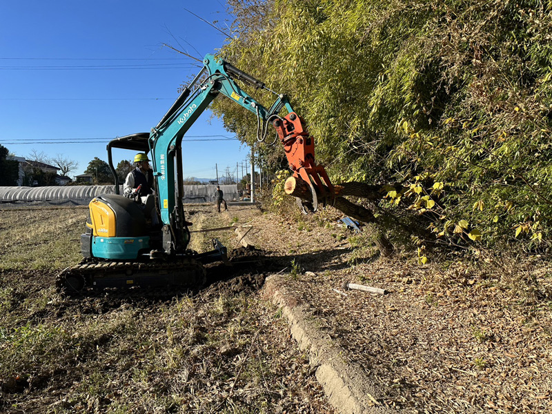 埼玉県比企郡川島町 枯木倒木撤去工事 作業中