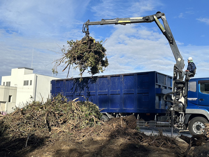 埼玉県桶川市 浄水場内 伐採工事 作業中