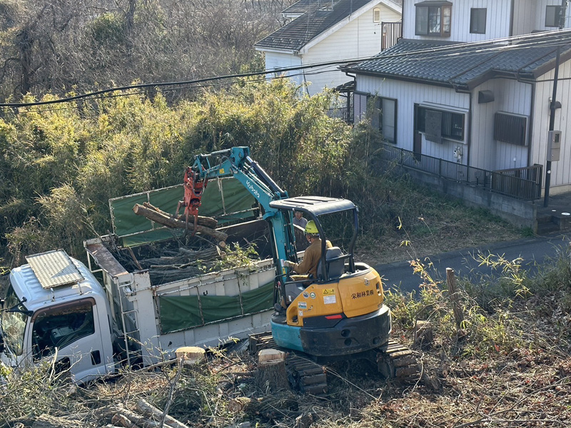 埼玉県比企郡吉見町 伐採工事 作業中