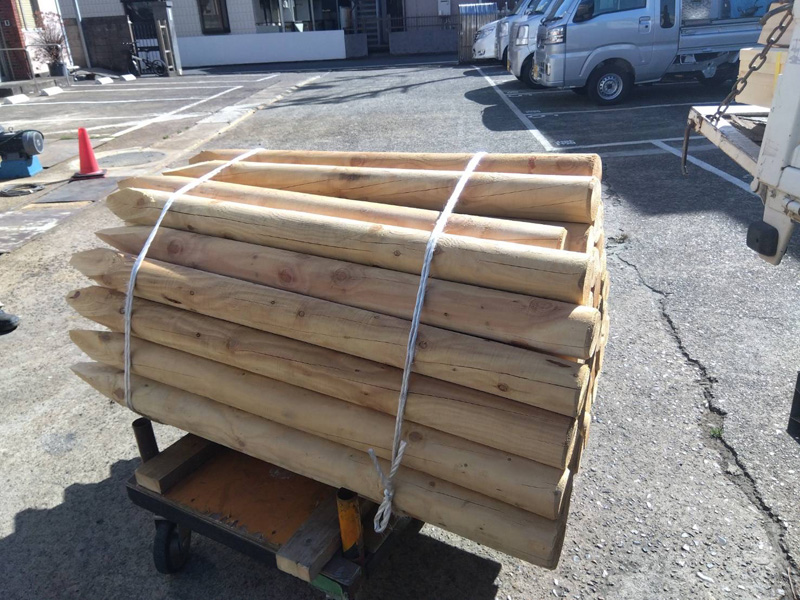 東京都 ロータリー加工松杭 納品