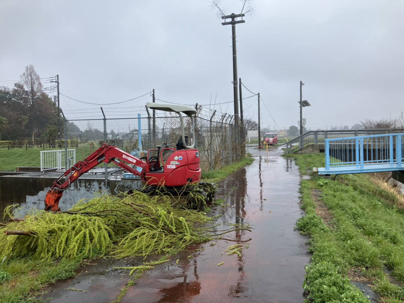 埼玉県上尾市 調整池伐採工事 作業中