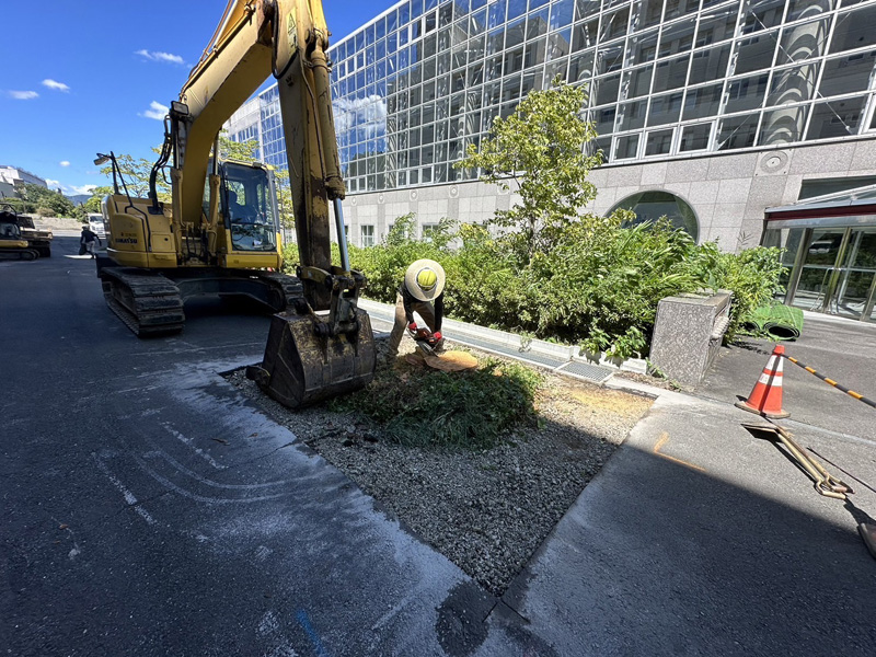 埼玉県内大学 除根工事 作業中