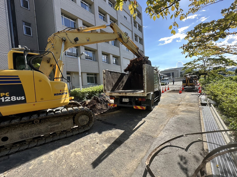 埼玉県内大学 除根工事 作業中