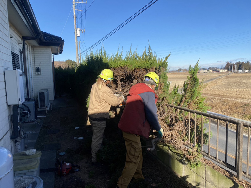 埼玉県比企郡吉見町 伐採工事 作業中