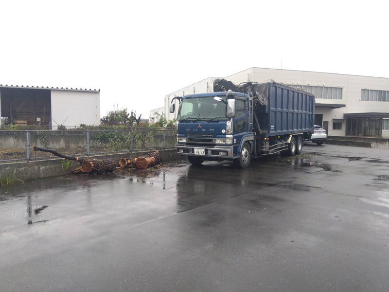 埼玉県鴻巣市 工場敷地内伐採工事 作業中