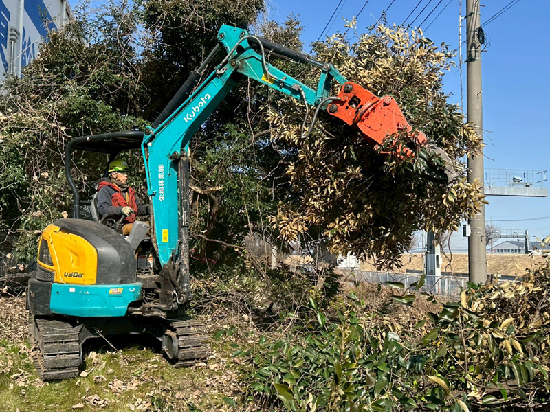 埼玉県行田市 緑道 伐採工事 作業中